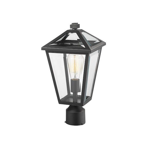 Talbot 1 Light Outdoor Post Mount Fixture, Black & Clear Beveled